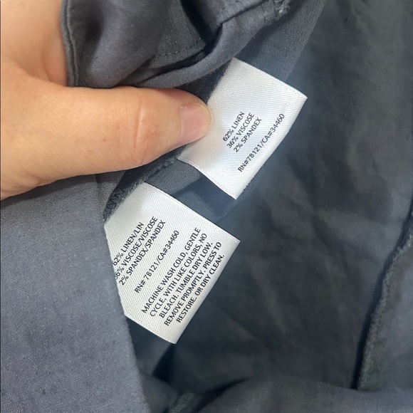 Eileen Fisher Linen Viscose Side Zip Pants ankle cuffed tapered size XL grey - Picture 6 of 7